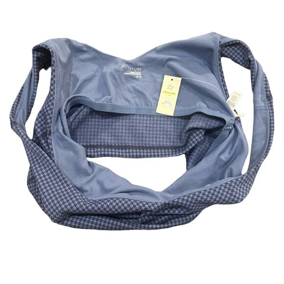 Aerie OFFLINE Mini Houndstooth V-Neck LonglineNavy Sports Bra Size M - Picture 5 of 6